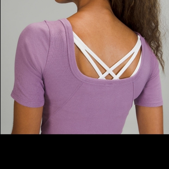 Lululemon Ribbed Short Sleeve Crop Tee Top Shirt - Picture 2 of 5